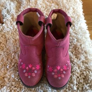 Hanna Anderson pink with Embroidered flower boots
